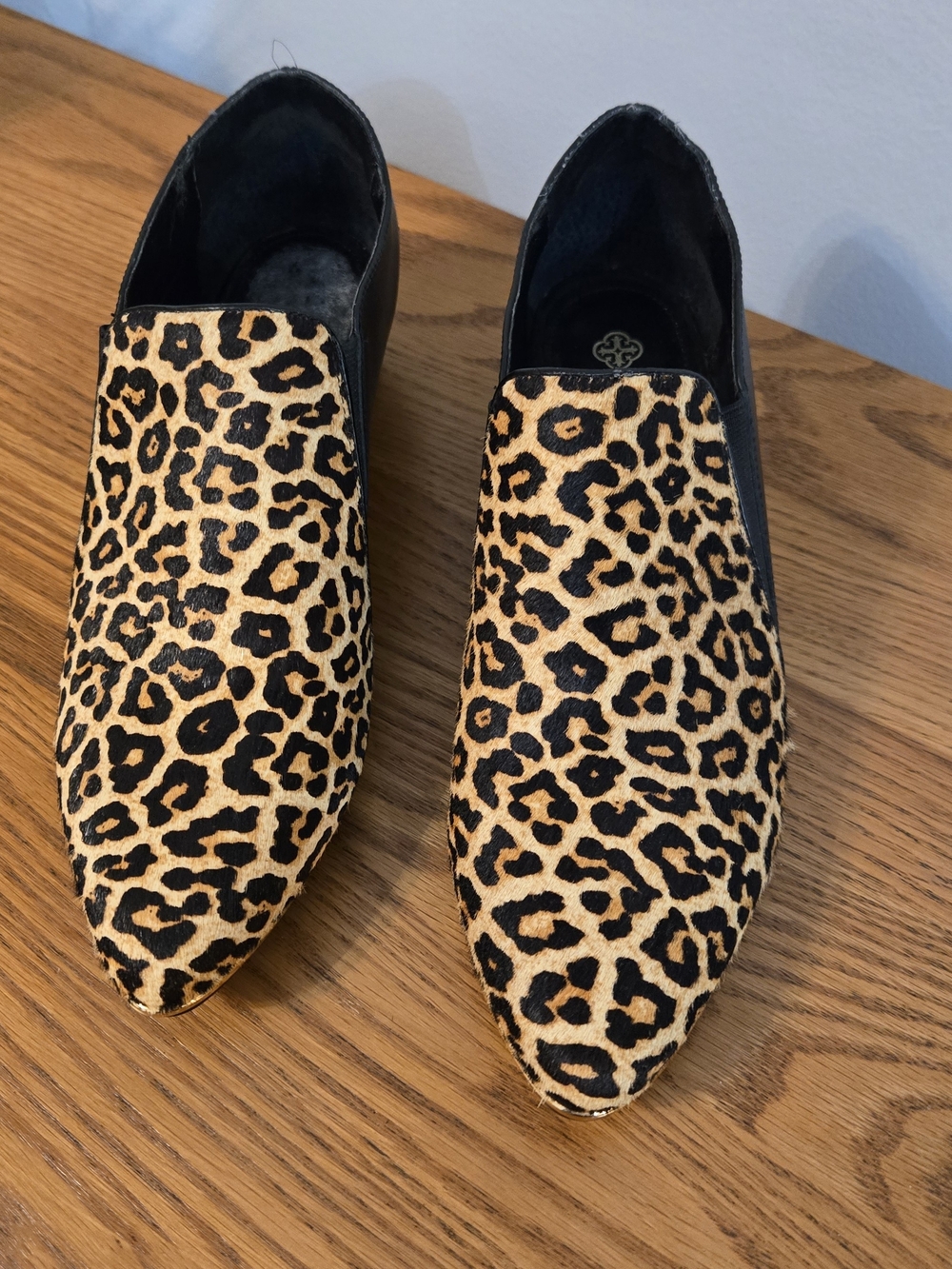 Isola Leopard Print Genuine Calf Hair & Leather Pointed Toe Loafers   - Size 10
